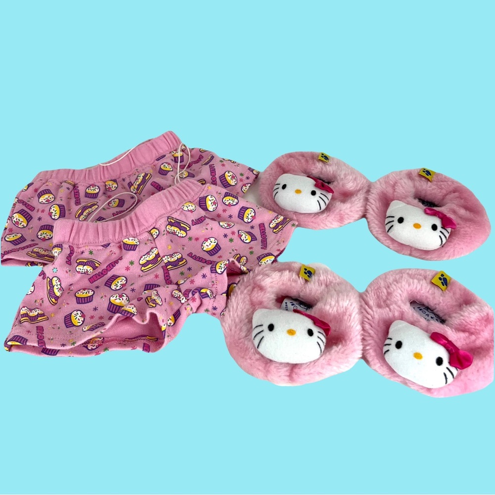 Build a Bear Hello Kitty Clothing Pajama Slippers Lot Sanrio Preowned